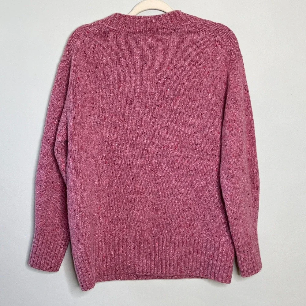 Faherty Driftwood Donegal Merino Wool Blend Sweater Oversized S Pink V-Neck Soft